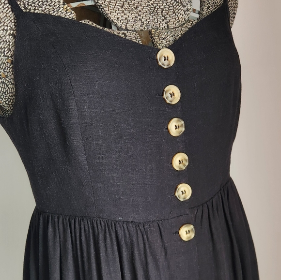 Linen Button front Catina midi dress by Buffalo David Bitton Sz M Black - Picture 5 of 14